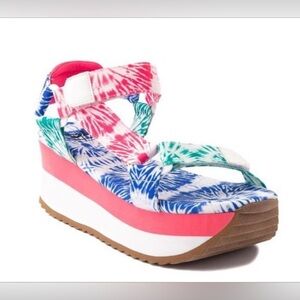 Dirty Laundry Going Out Tie Dye Platform Chunky Sandals adjustable‎ size 8 NIB